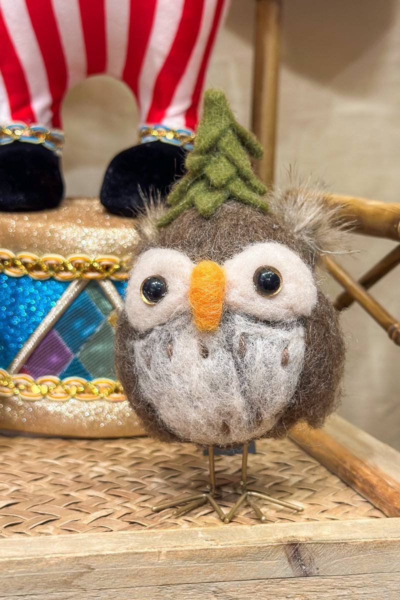 Wool Owl Wearing Christmas Tree
