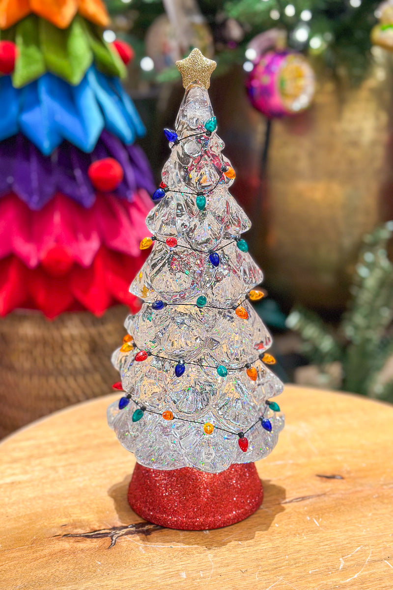 LED Shimmer Tree 12.25" Clear with Multicolor Lights