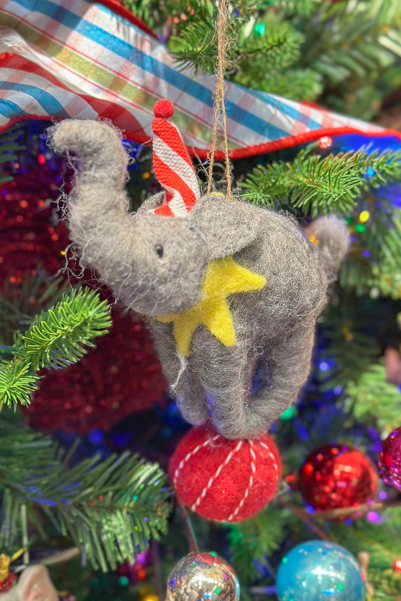 Wool Circus Elephant Standing on Ball