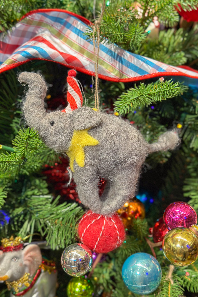 Wool Circus Elephant Standing on Ball