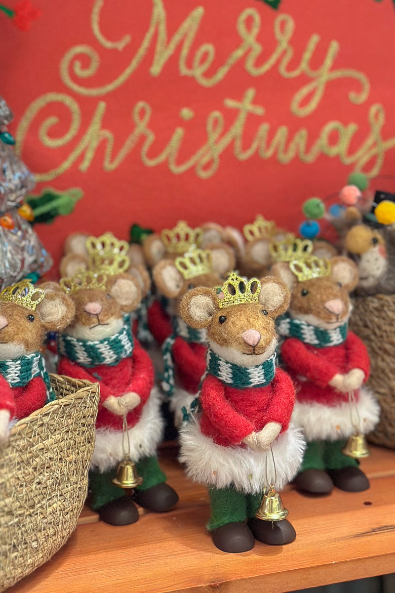 Wool Mouse Holding Bell