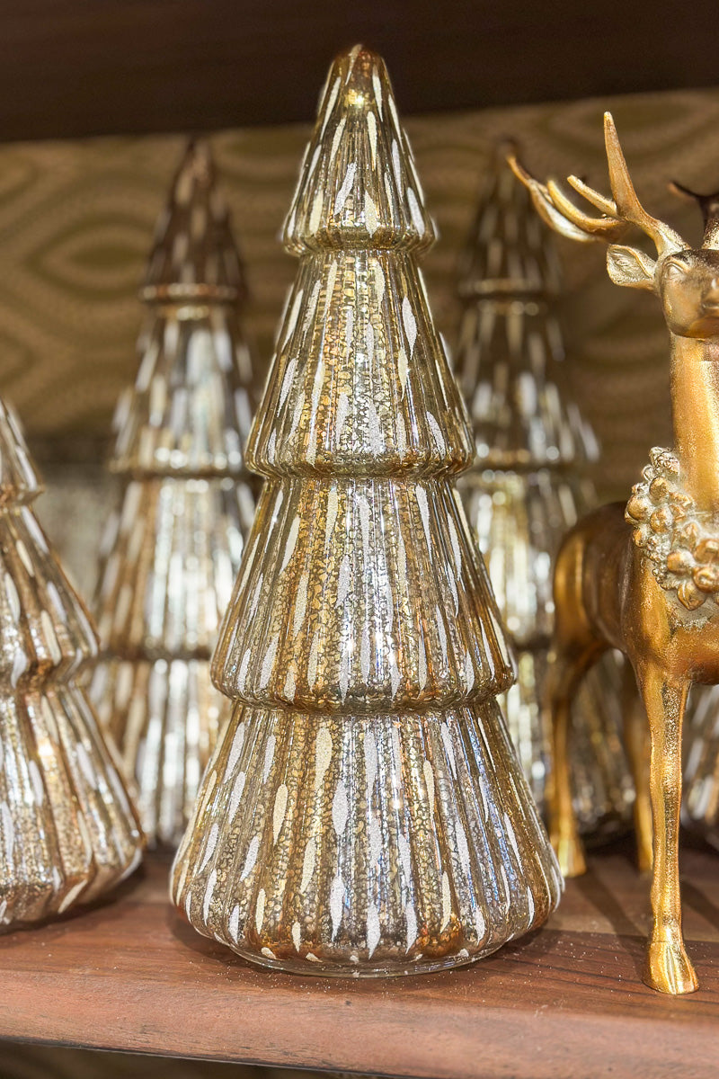 Mercury Glass Cone Tree 15" Silver