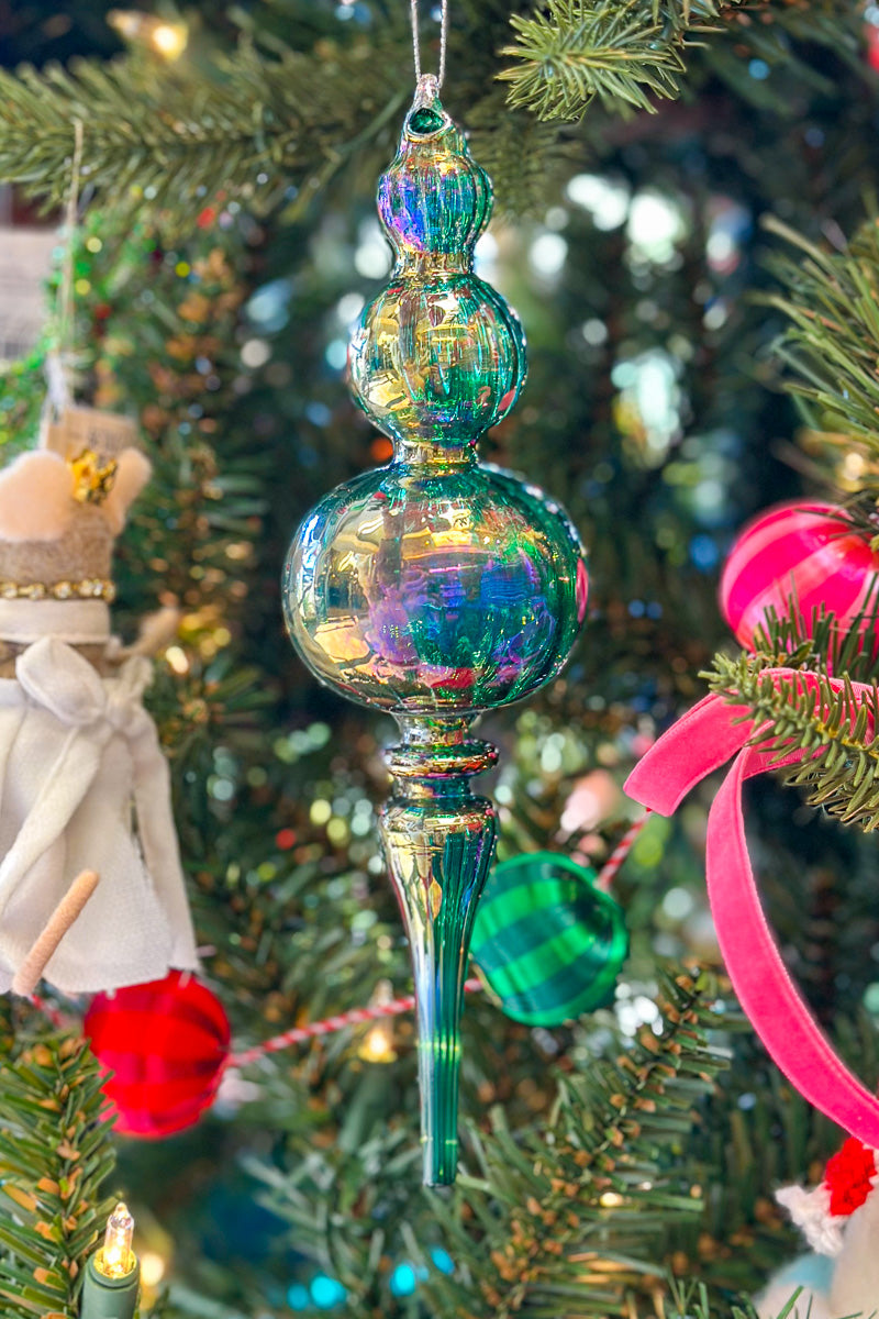 Glass Icicle Ornament 8.75" Light Blue