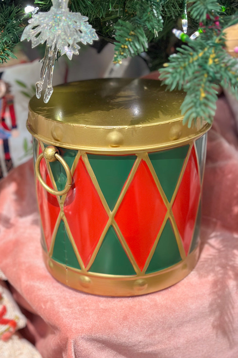 Metal Container Large Red, Green & Gold
