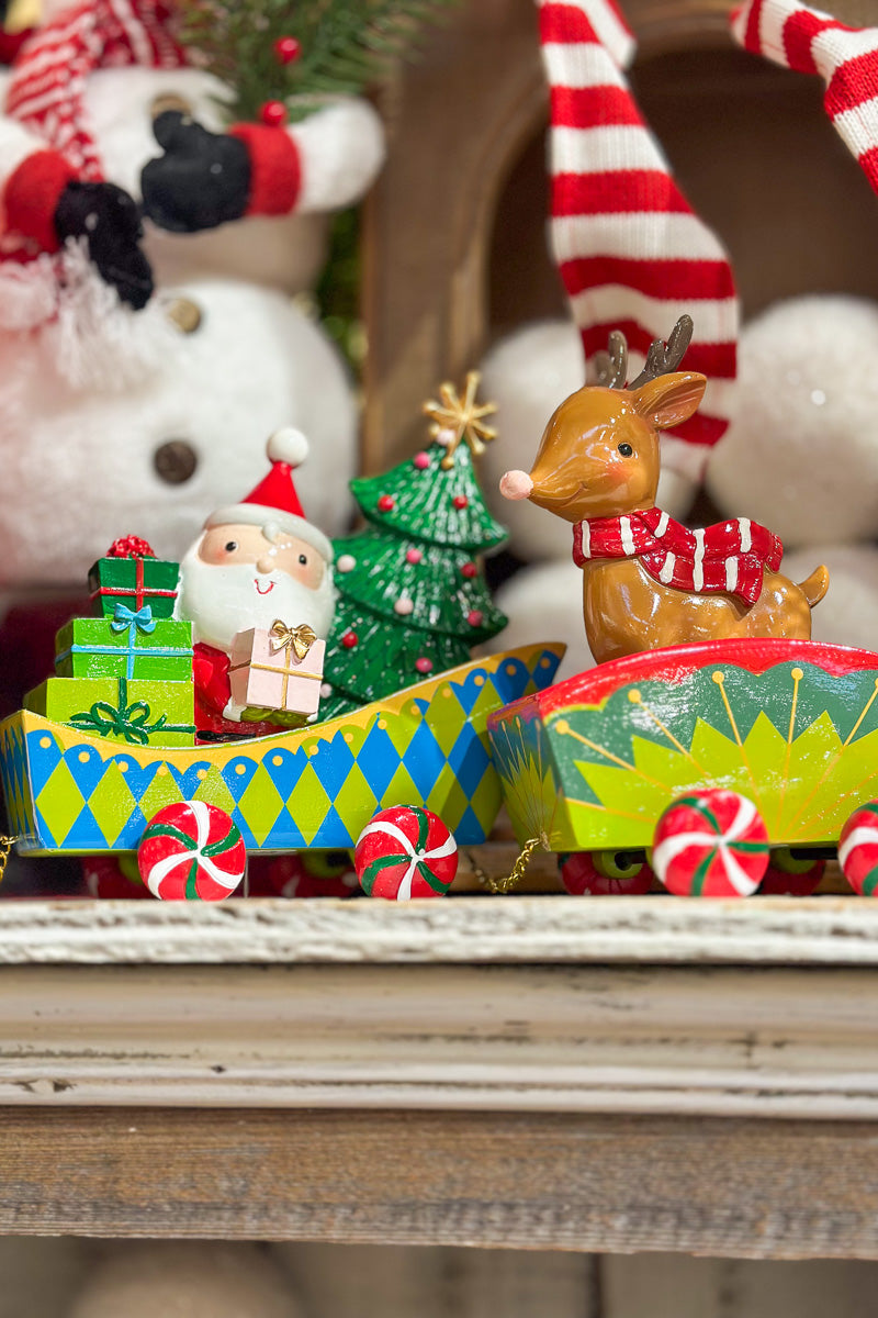 Christmas Train With Santa & Reindeer Set of 3