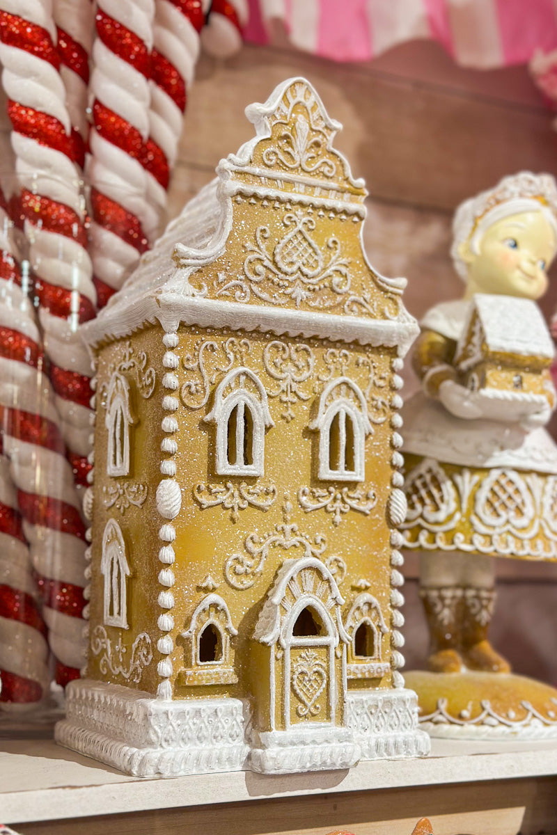 Gingerbread House With LED Light Resin