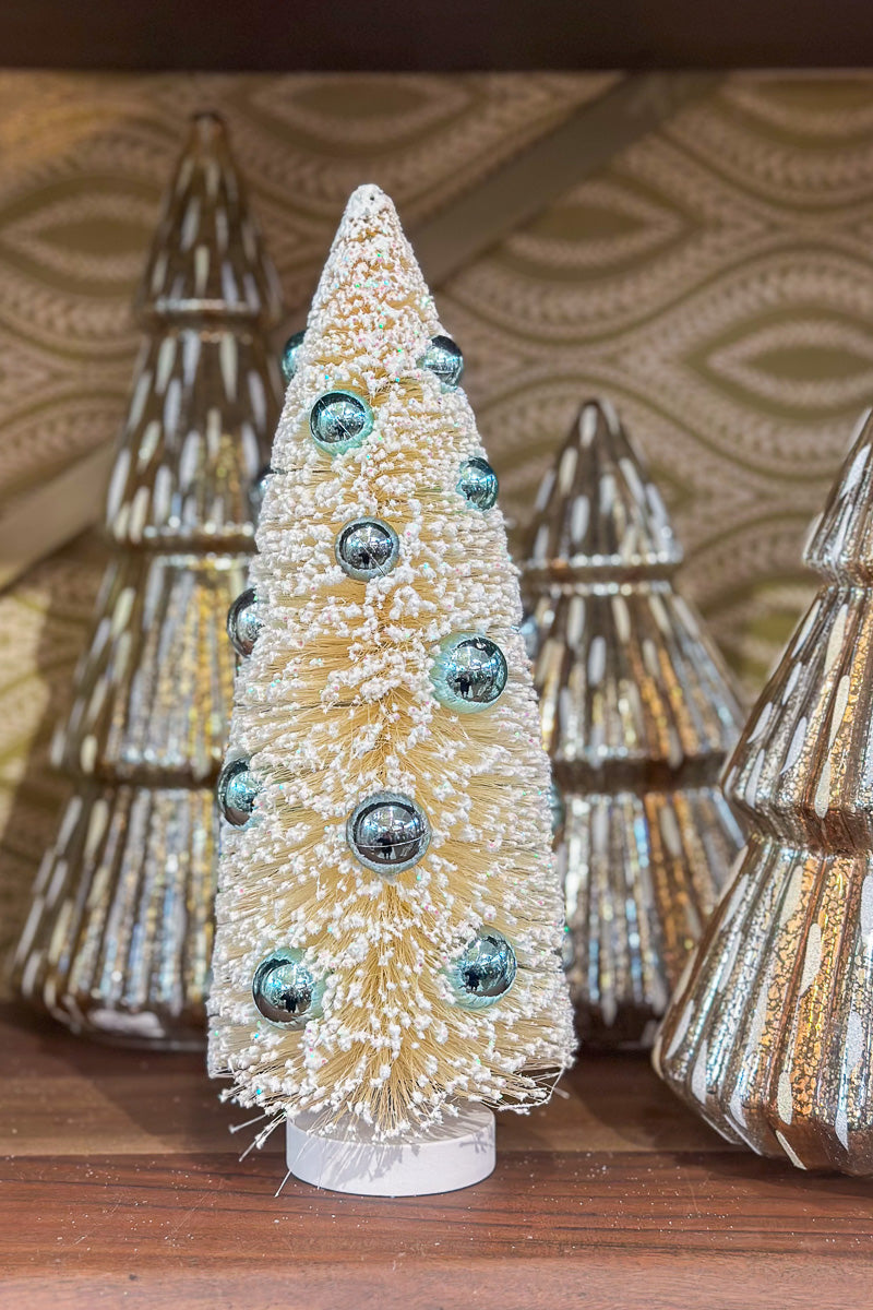 White Sisal Tree with Multicolor Beads 12"