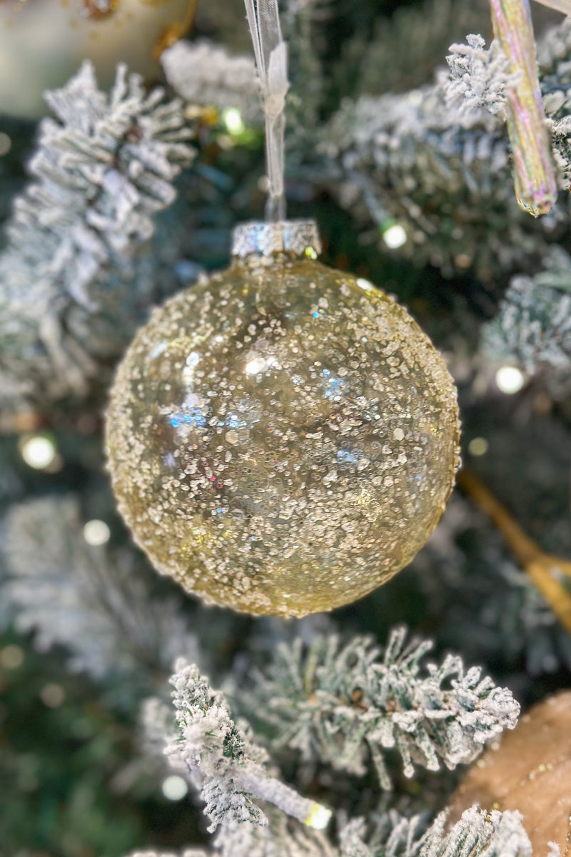 Glass Ball Ornament 4.5" Silver