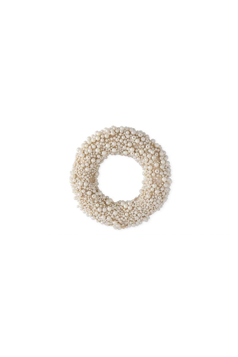 Glitter With Pearl Beads Wreath Small Gold