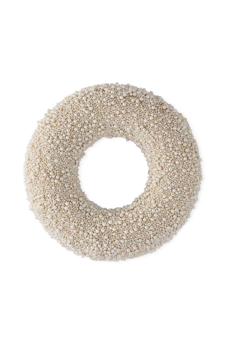 Glitter With Pearl Beads Wreath Large Gold