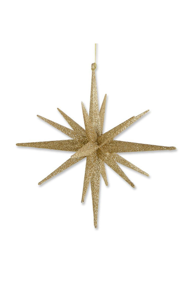 Glitter Star Ornament 8" Gold