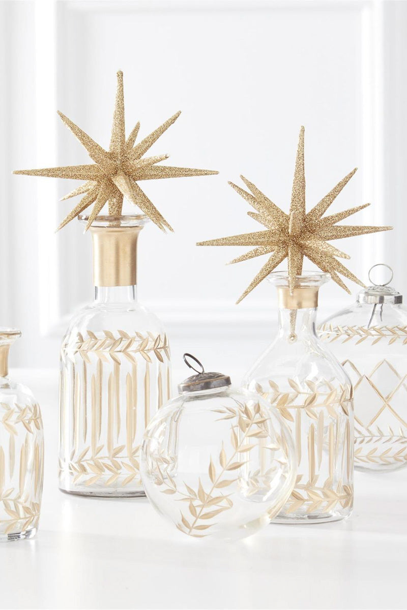 Glitter Star Ornament 8" Gold