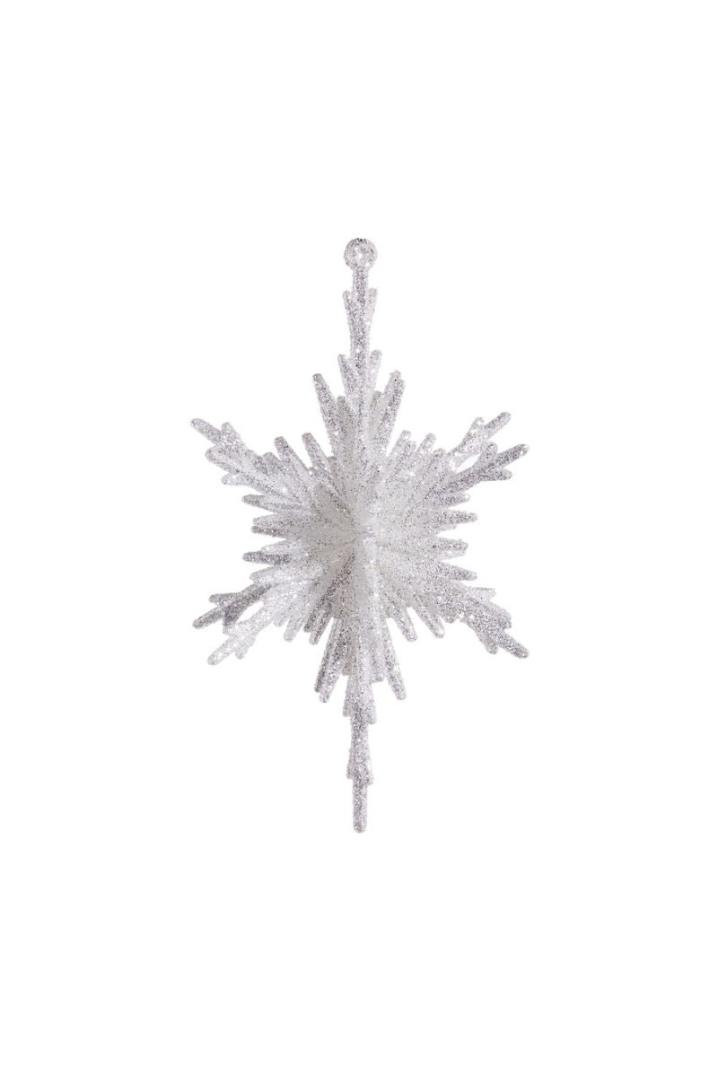 Glittered Snowflake Ornament 5.5" Silver