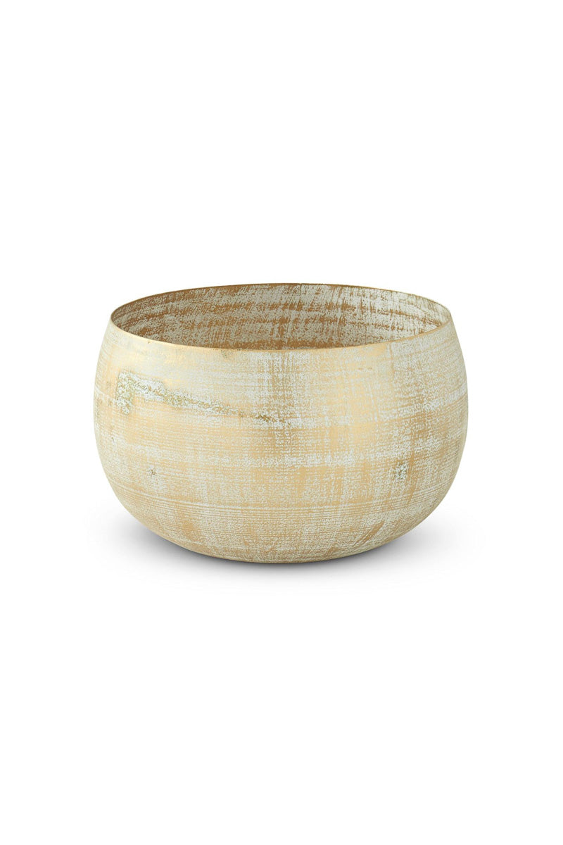 Gold Metal Whitewashed Bowl Large