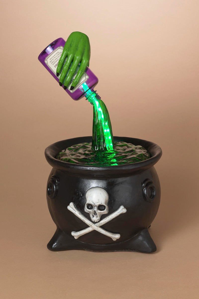 Lighted Halloween Cauldron With Timer 19.3"