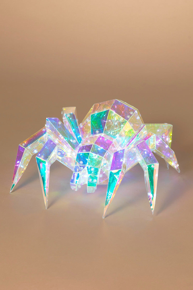Holographic Lighted Halloween Hanging Spider with Remote Control 13.75"