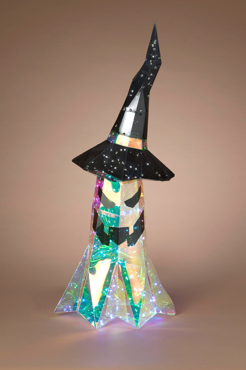Lighted Holographic Halloween Witch For Outdoors 32.5"