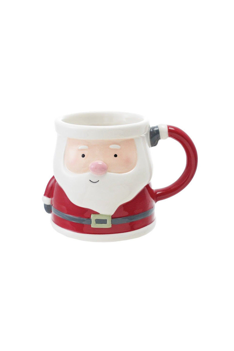Hand Painted Ceramic Santa Shaped Mug