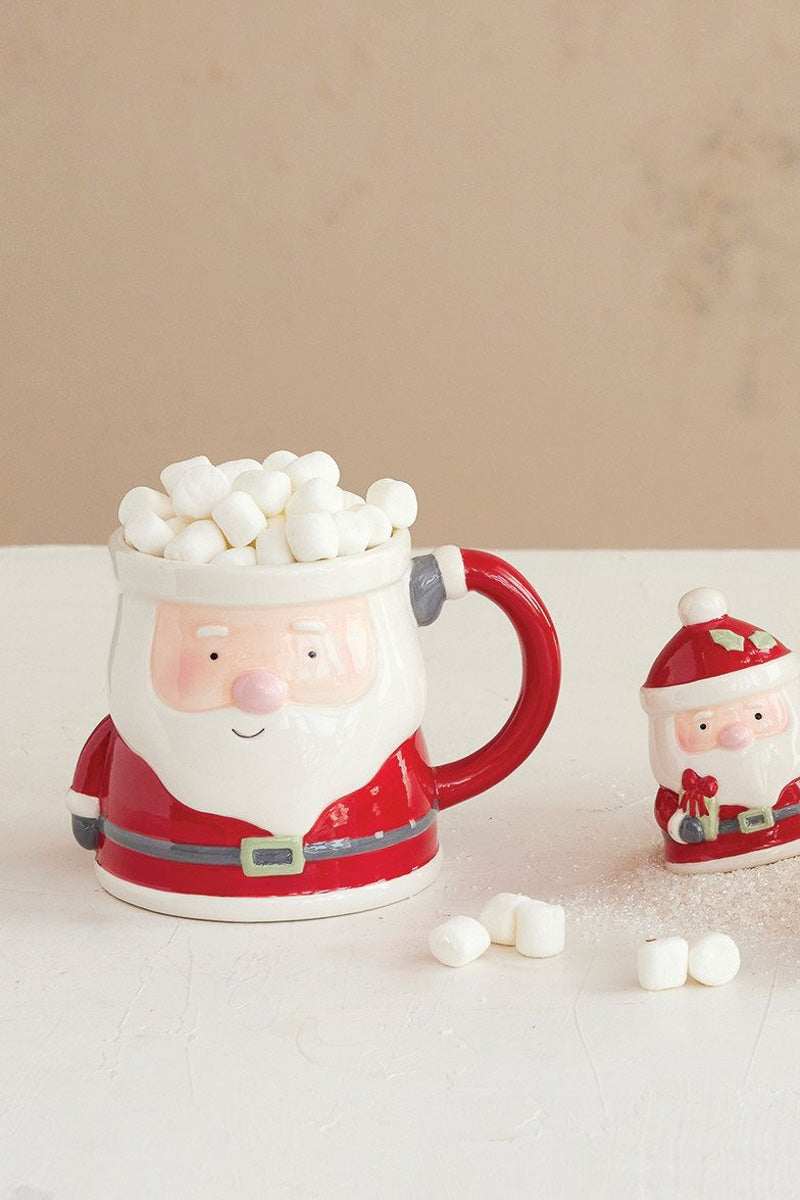 Hand Painted Ceramic Santa Shaped Mug