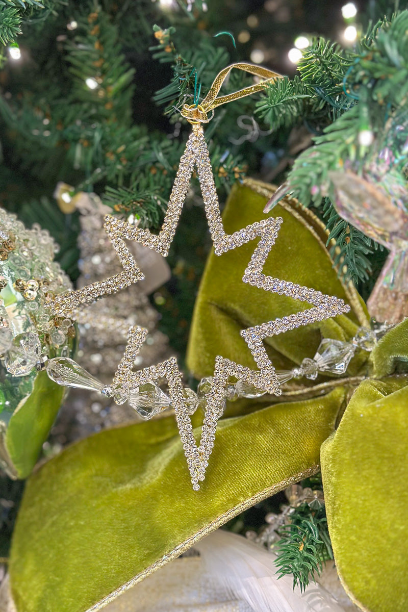 Glass and Bead Star Outline Ornament 6"
