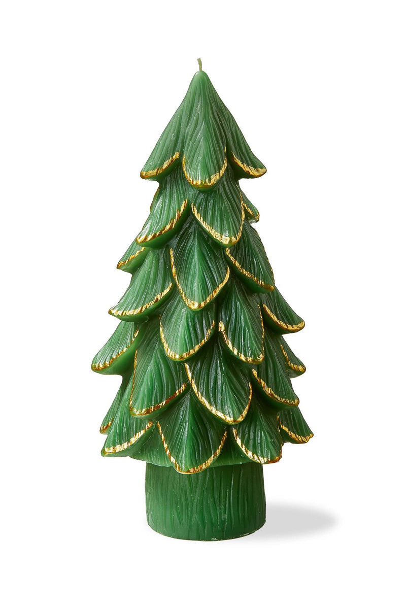Gilded Pine Tree Candle Large Green