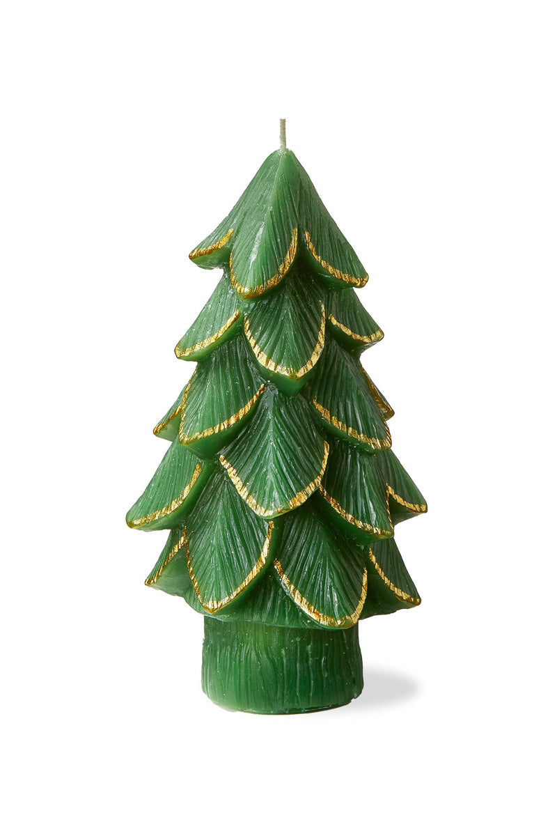 Gilded Pine Tree Candle Medium Green