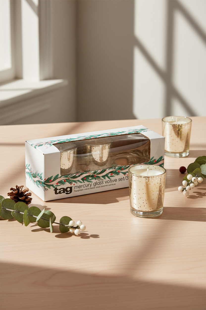 Frosty Mercury Votive Candle Set Of 3