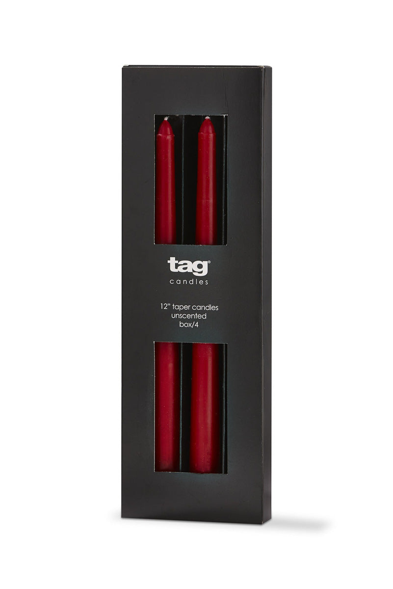 Color Studio Taper Candle 12" Red Set of 4