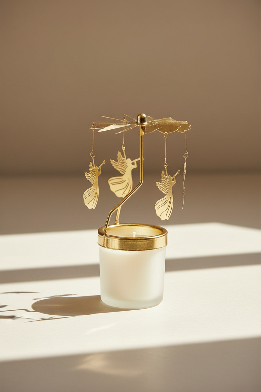 Snowcap Angel Carousel Candle Set Of 2