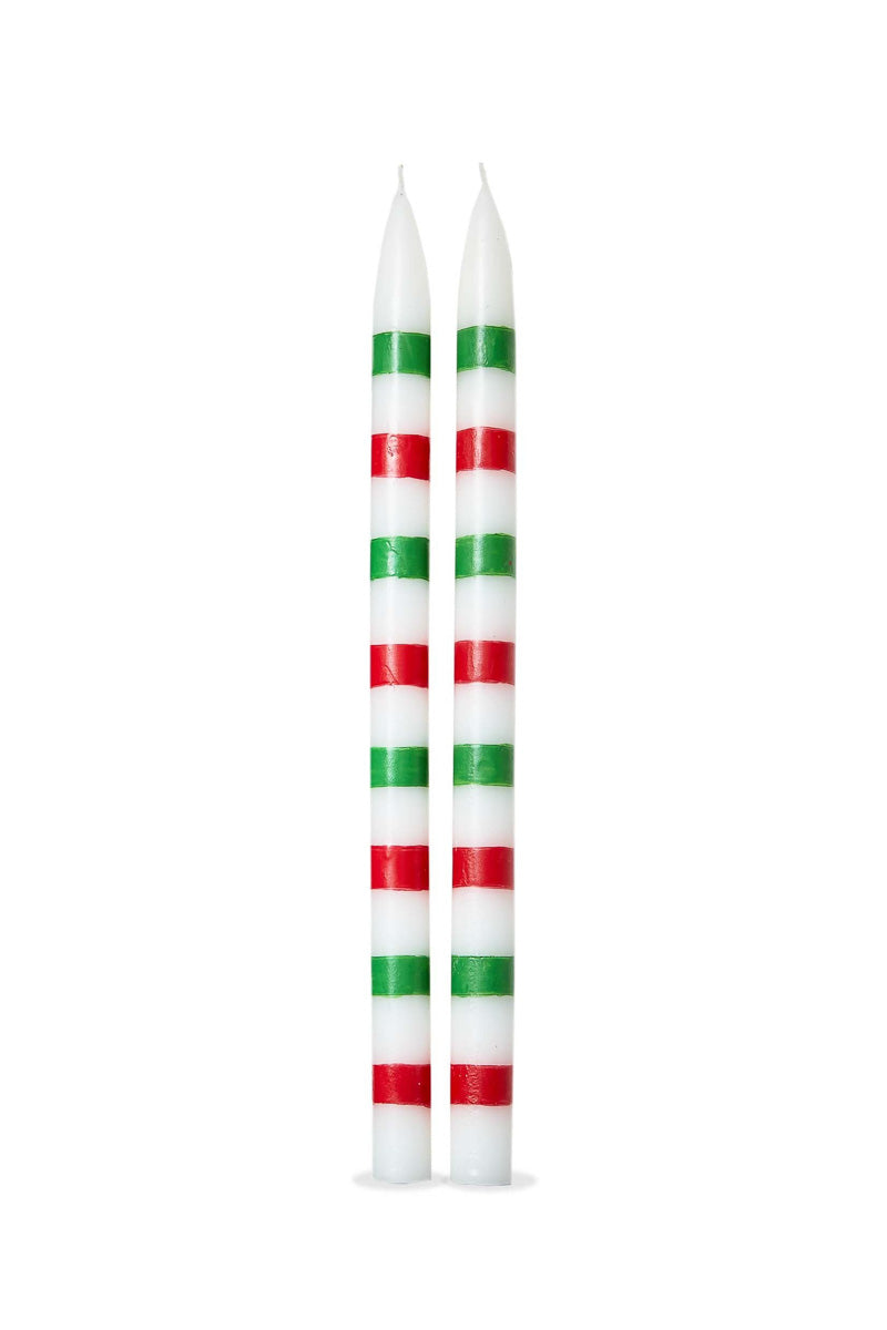Christmas Stripes Taper Set Of 2
