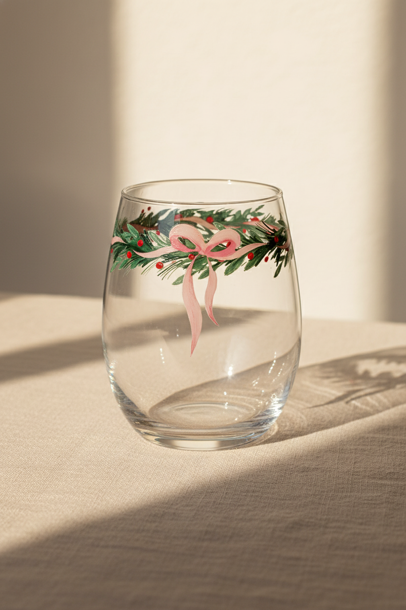 Very Merry Stemless Wine Glass