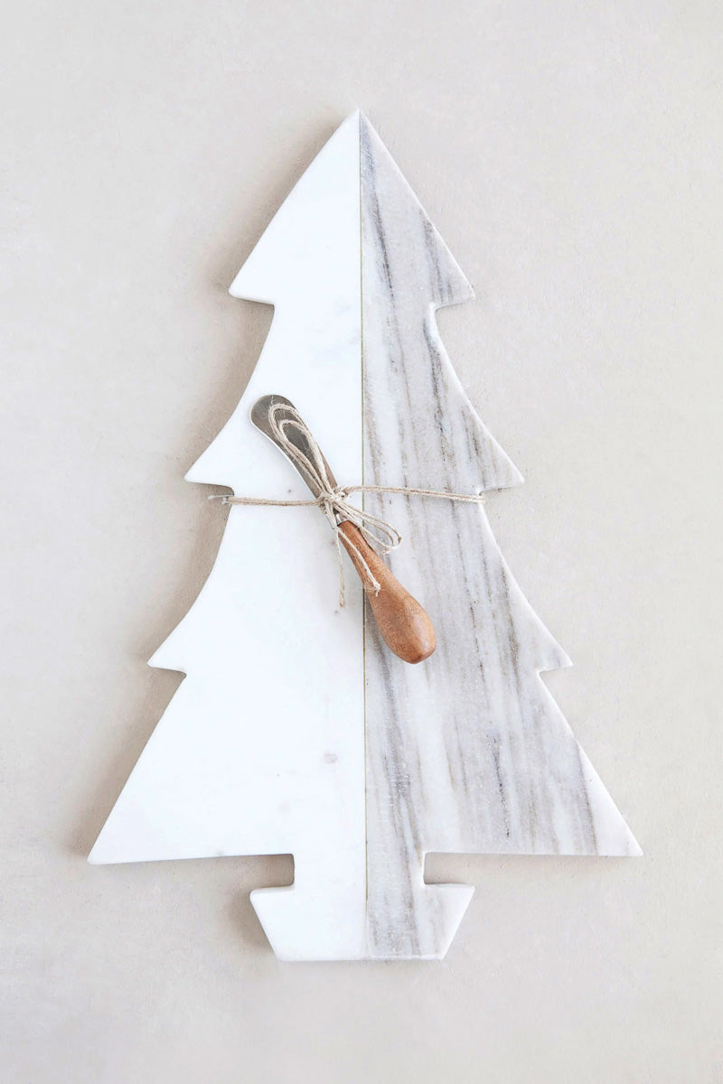 Marble Tree Cheese & Cutting Board with Canape Knife