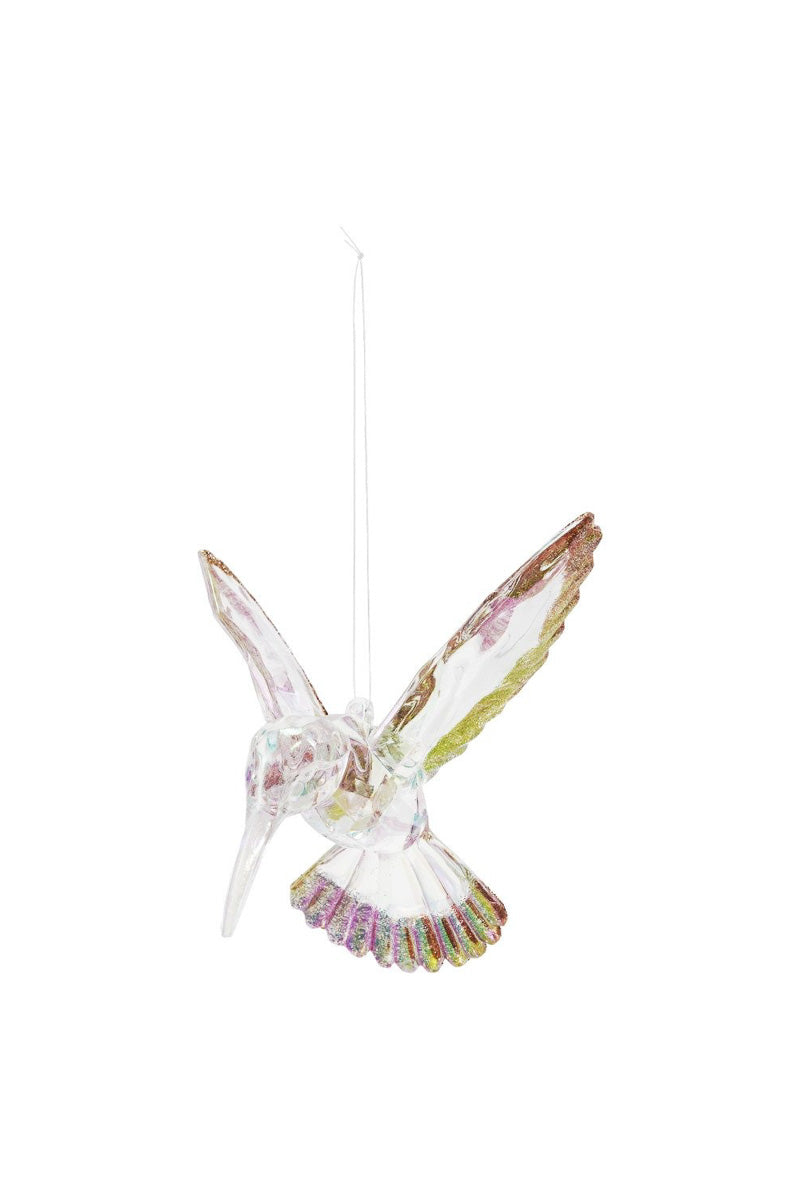 Hummingbird Ornament with Gold Glitter