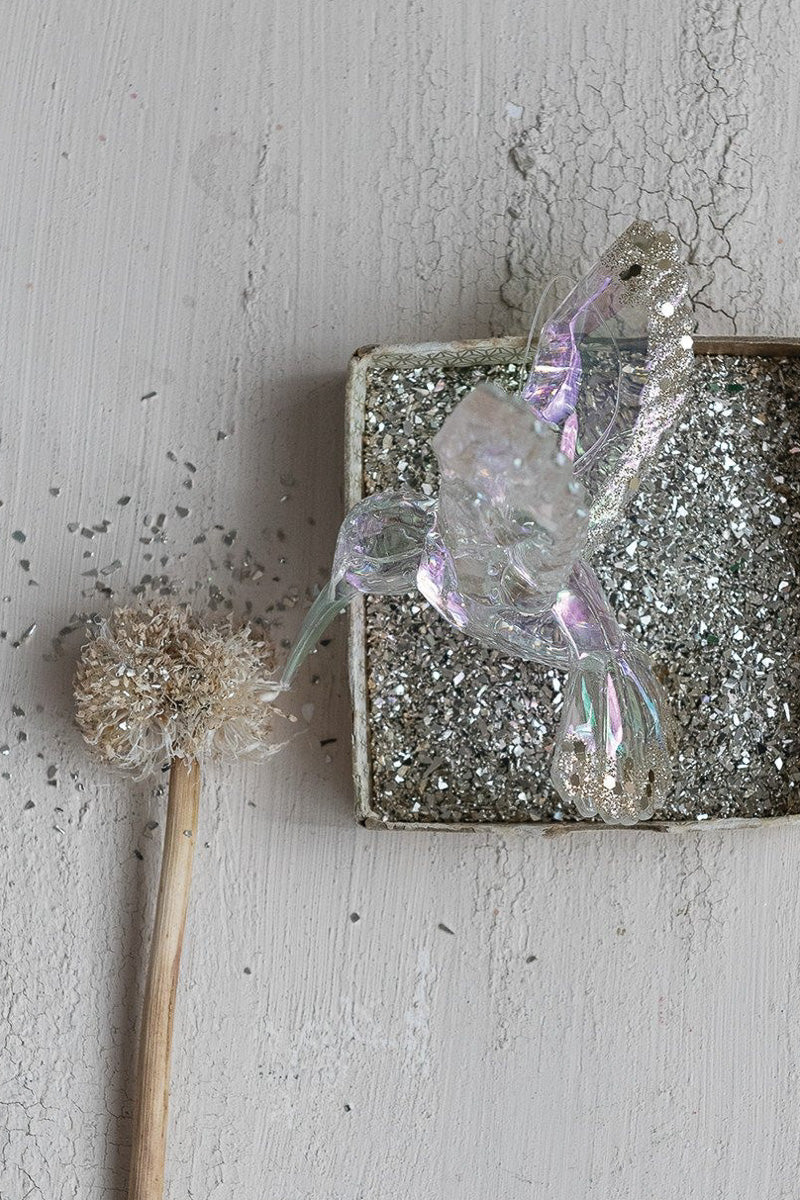 Hummingbird Ornament with Gold Glitter