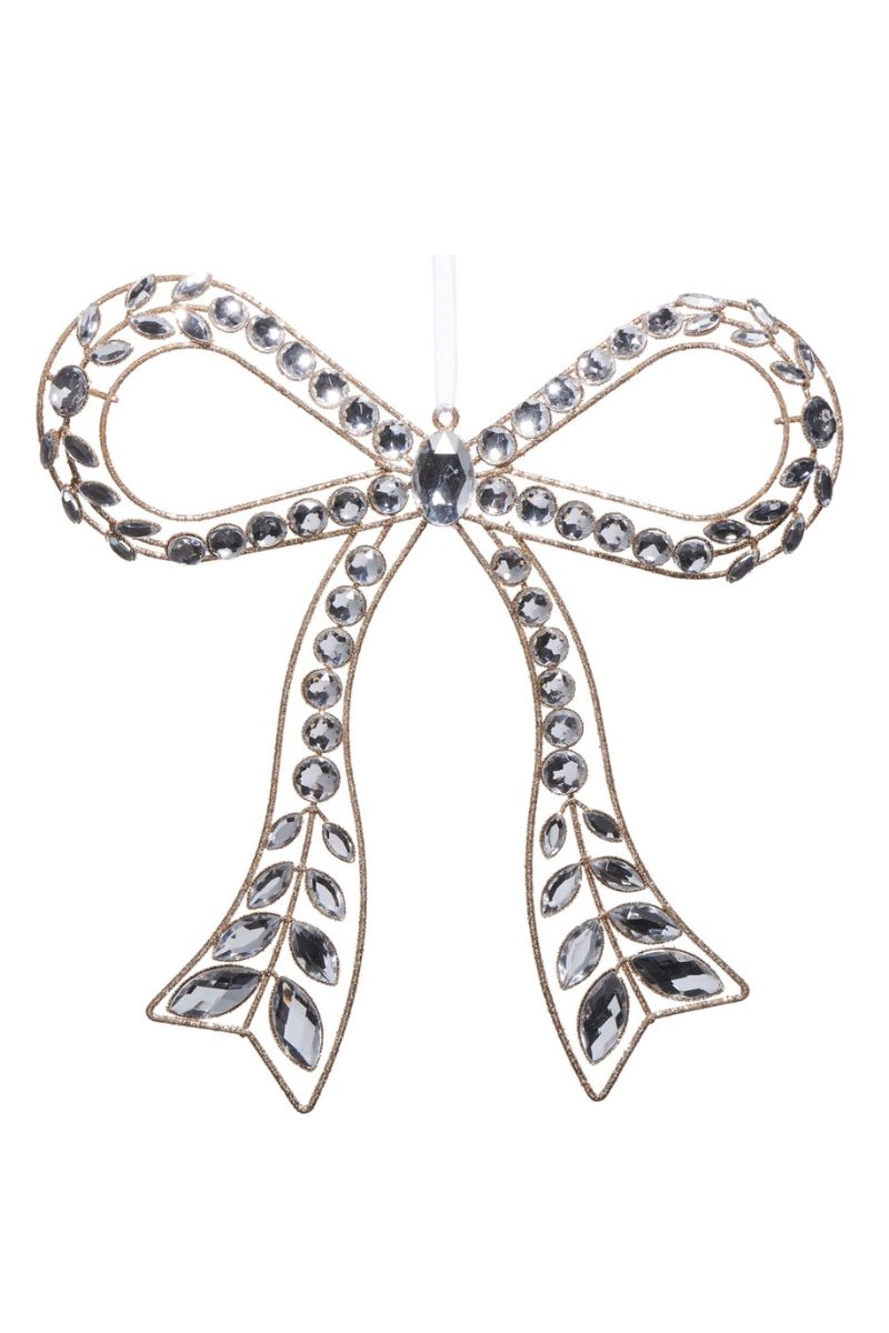 Jeweled Bow Ornament 10.5" Clear