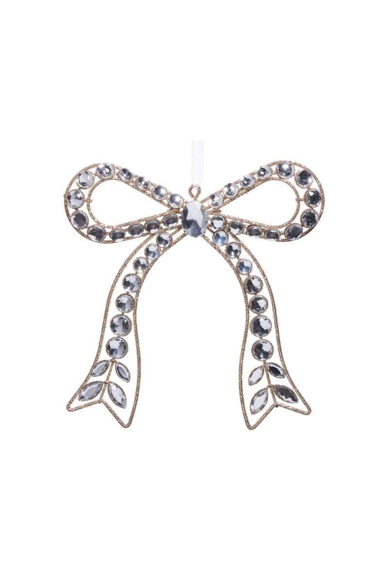 Jeweled Bow Ornament 7.25" Clear