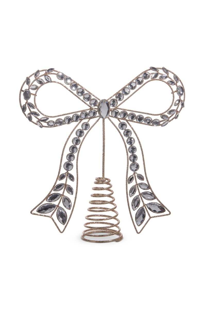 Jeweled Bow Tree Topper 10.5" Clear