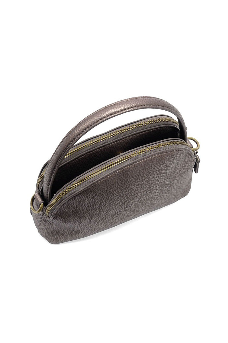 Larissa Double Zip Dome Crossbody Metallic Bronze