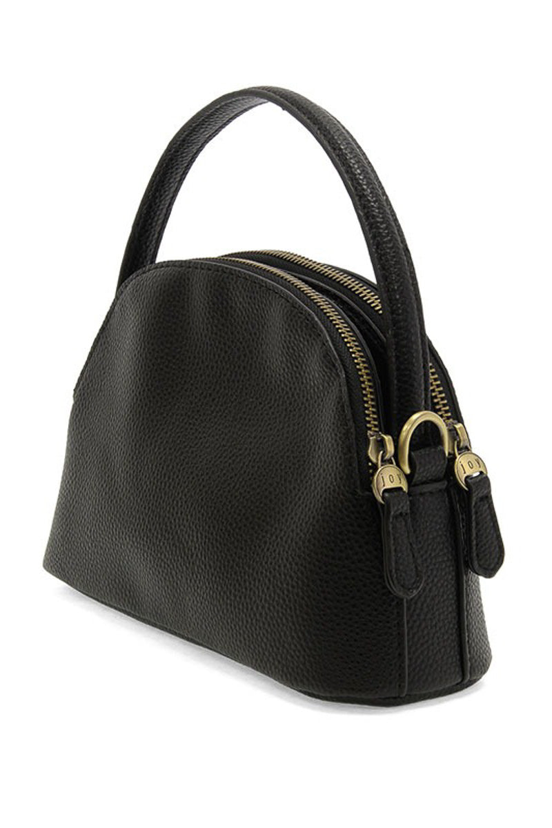 Larissa Double Zip Dome Crossbody Black