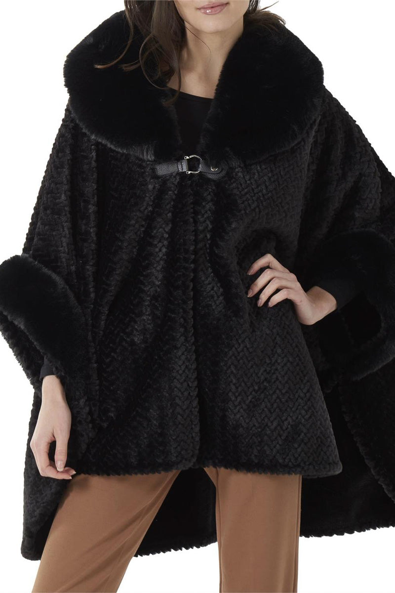Chevron Fur Cape Black