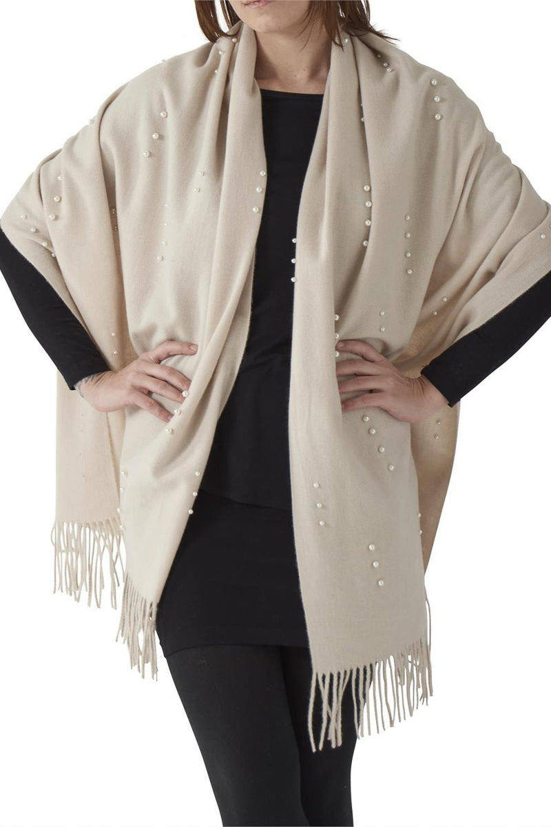 Soft Scarf with Pearls Ivory