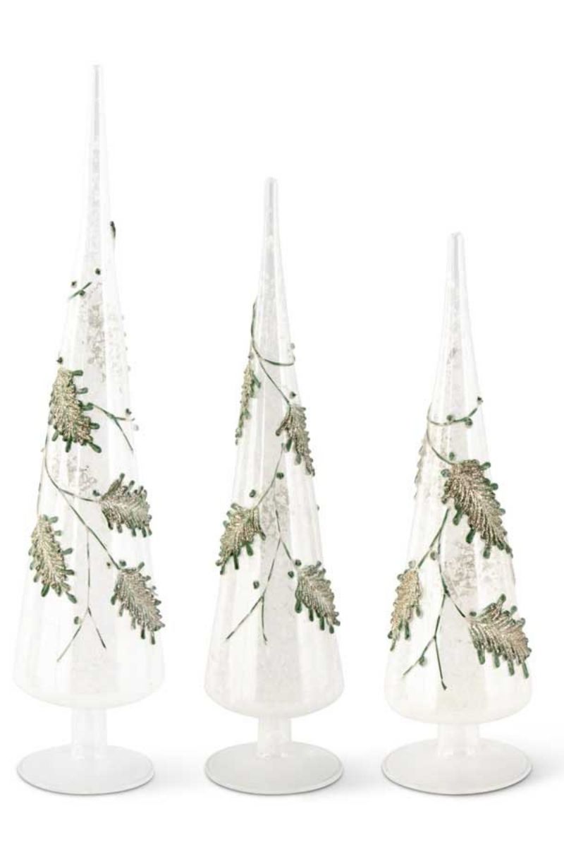 TREE SNWY CL GLS W/GR GLT LF S