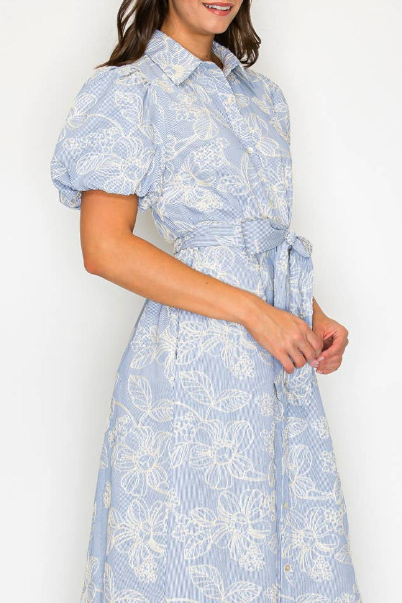 Bluebell Garden Stripe Midi Dress Small