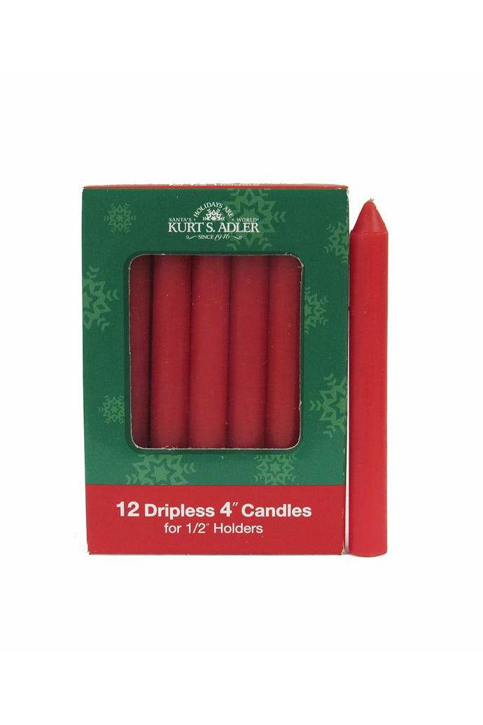Red Dripless Candles 4" Box of 12