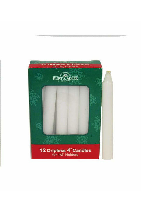 White Dripless Candles 4" Box of 12