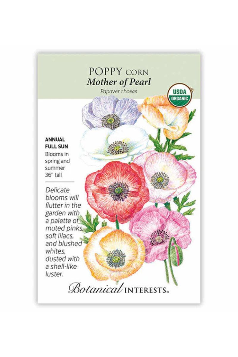 Botanical Interests Mother of Pearl Poppy Organic Seeds