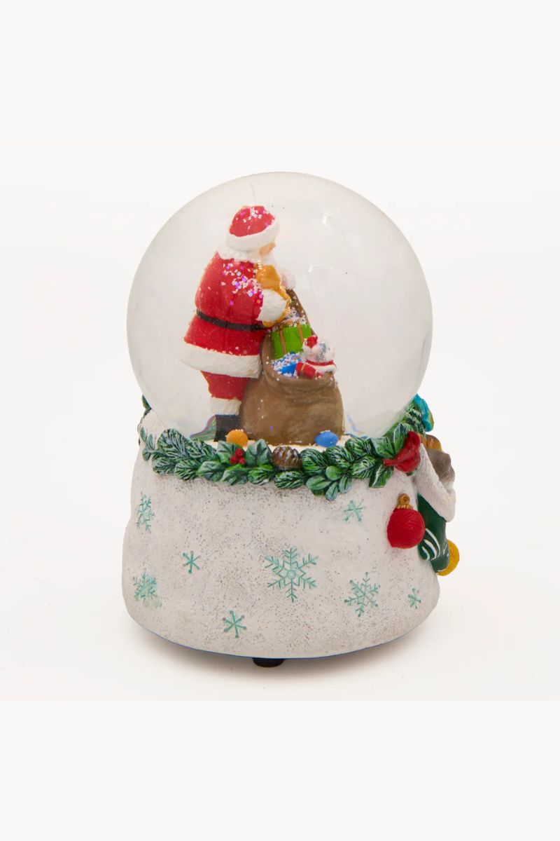 Musical Cat & Santa Dome Snow Globe 4.74"