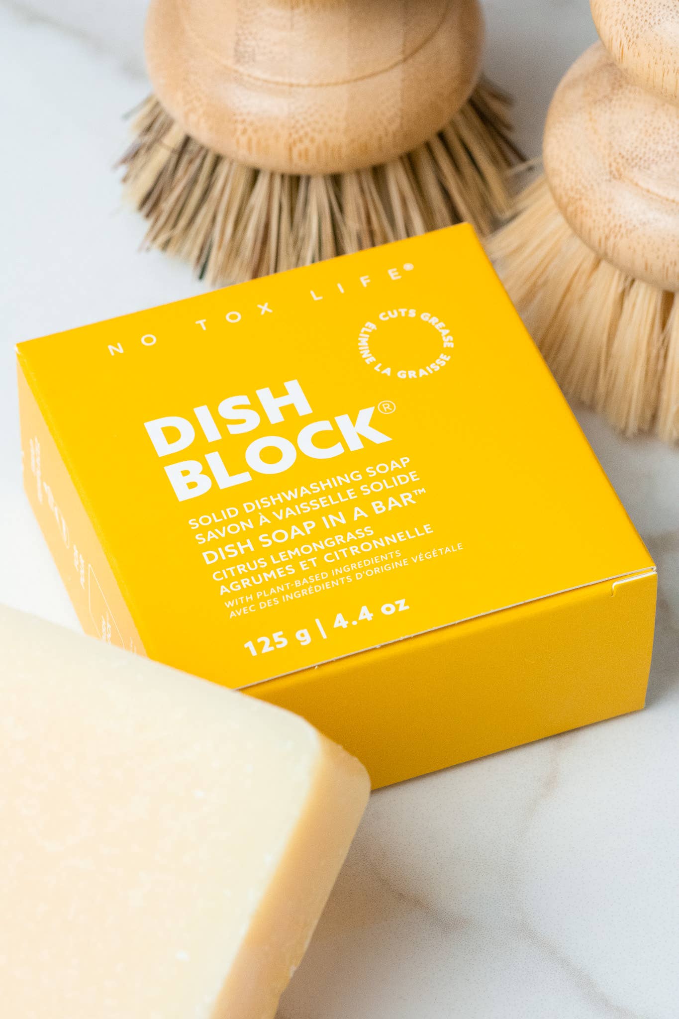 No Tox Life Dish Block Solid Dishwashing Soap Dish Soap in a Bar Citrus Lemongrass 125 g 4.4 oz