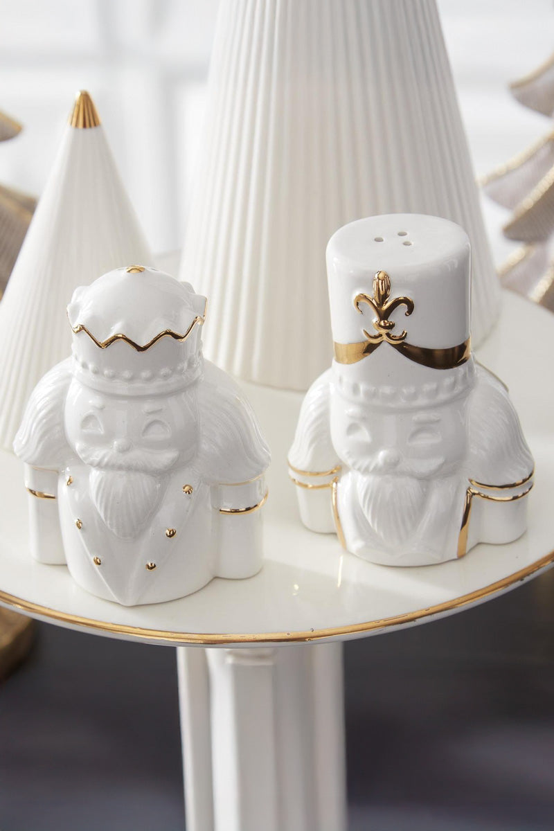Nutcracker Salt & Pepper Shakers White Set of 2