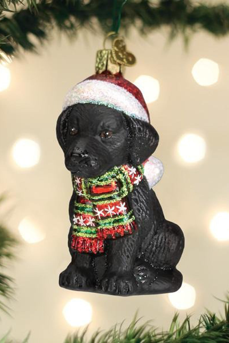 Holiday Black Lab Puppy Ornament